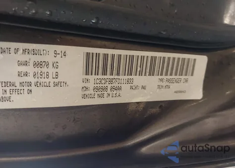 2015 Dodge Dart Sxt z USA, uszkodzony, nr VIN 1C3CDFBB7FD111833